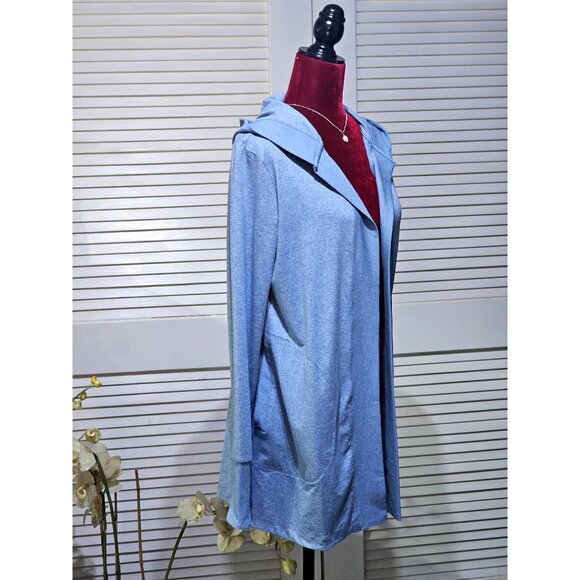 NWT Athleta Women's Blue Wrap Cardigan Quarry Hoodie Pockets Open Size S 2746 - Picture 3 of 14